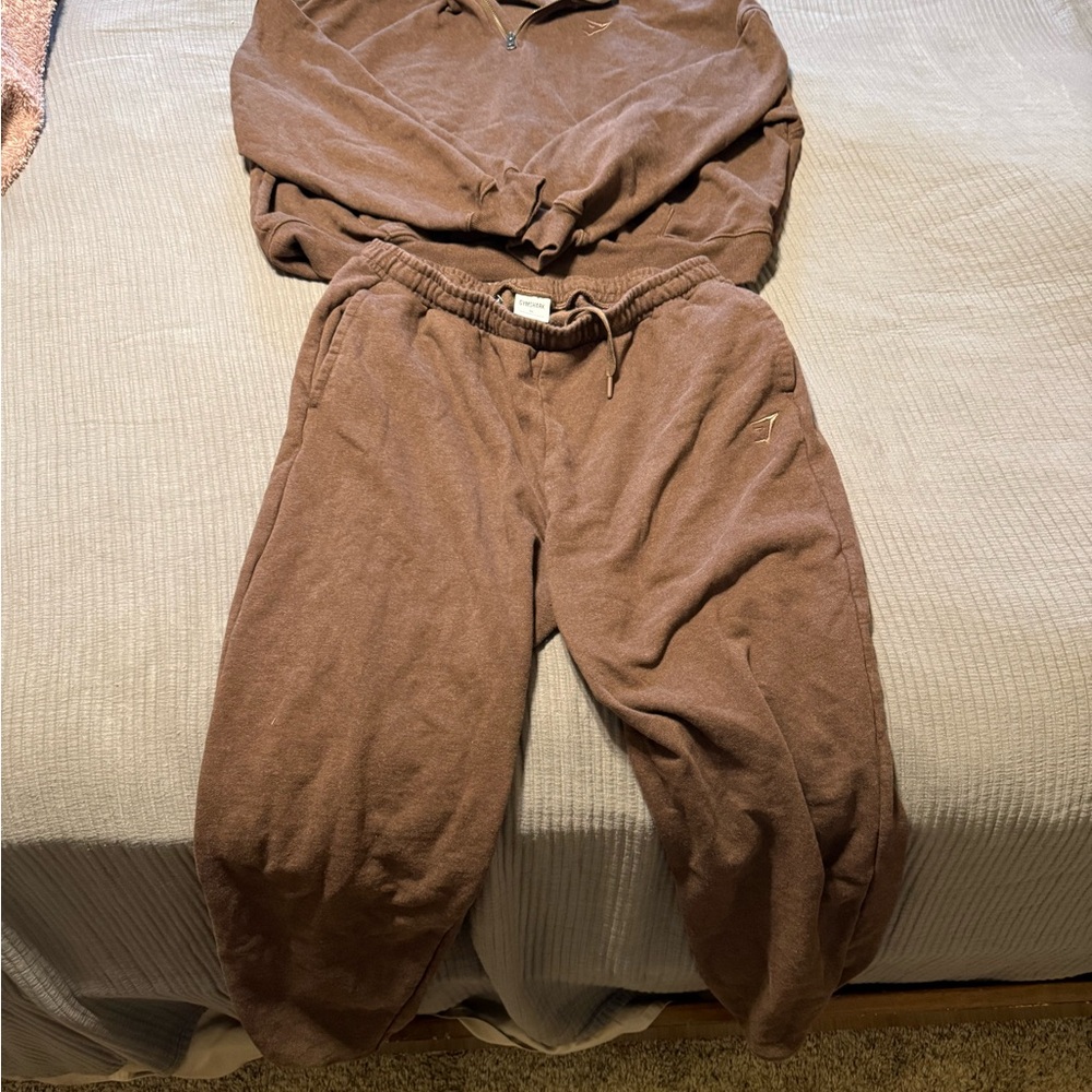 Gymshark Brown Track Pants Relaxed Fit Joggers